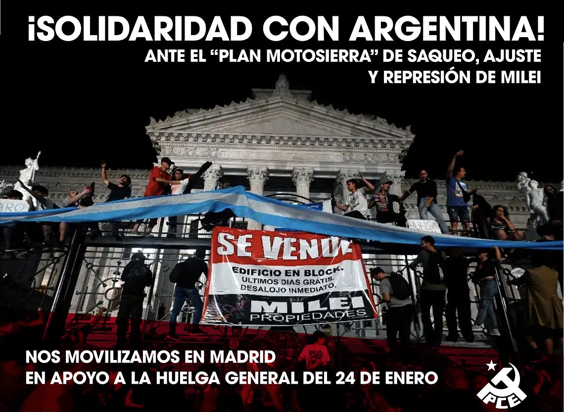Apoyamos la movilización de la comunidad argentina en apoyo a la huelga general contra Milei