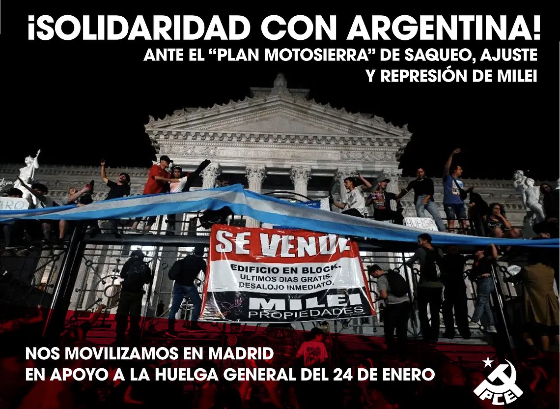 Nos sumamos a la movilización de la comunidad argentina en apoyo a la huelga general contra Milei